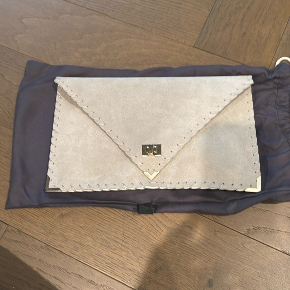 grey genuine leather clutch